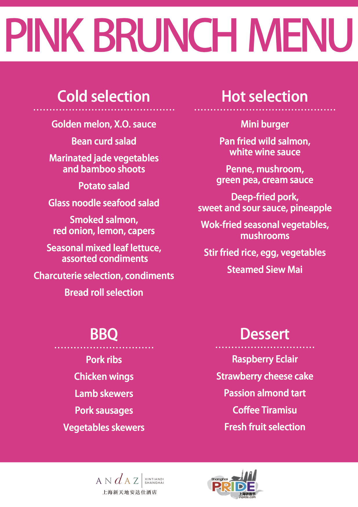 Pink Brunch 2017 Menu EN